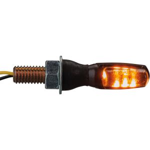 LED-Micro-Blinker 'Spark', schwarzes Kunststoffgehäuse Abm. nur ca. LxBxH 25x11x14.5mm, rauch-grau, gummigelagert, e-geprüft für vorn & hinten, 1 Paar