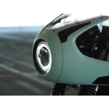 JvB-moto LED Scheinwerfer Umbau, inkl. e-geprüftem Lampeneinsatz (Abblend-, Fern-, Stand- und Tagfahrlicht), GFK- Adapterring + Montagematerial
