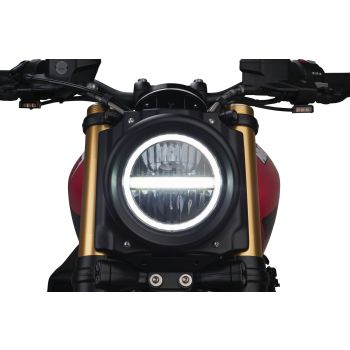 JvB-moto Lampenverkleidung ABS unlackiert, inkl. e-geprüftem LED-Lampeneinsatz mit Tagfahrlicht + Befestigungsmaterial komplett