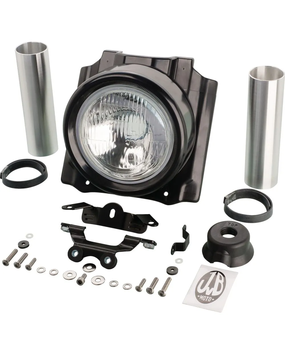 JvB-moto 'Super7' ABS Headlight cover, unpainted, incl. H4 lamp insert with embossed glass, aluminium front fork covers, mounting material JvB-moto 'Super7' ABS Headlight cover, unpainted, incl. H4 lamp insert with embossed glass, aluminium front fork covers, mounting material